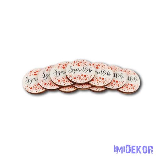 Szeretlek szívecskés kis kör 3cm 10db/csomag