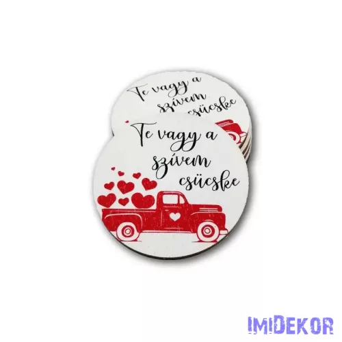Te vagy a szívem csücske kör fa tábla 5cm 5db/csomag