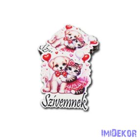 Kutya-Cica pár - Szívemnek 7,8x6,5cm 5db/csomag