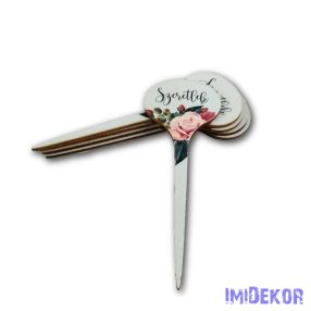   Rózsaszín rózsás betűző - Szeretlek fehér alapos 11x5cm 5db/csomag