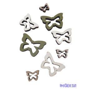 Antik fa lepke szett 8db/csomag vegyes