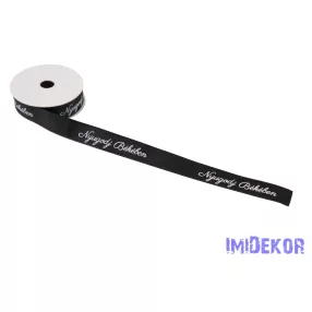   Feliratos ripsz szalag Nyugodj Békében 20mm x 9,1m - Fekete