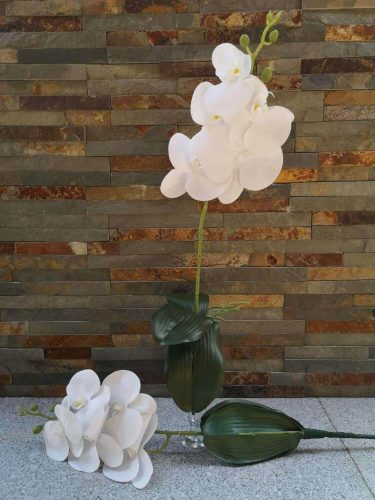 Orchidea gumis 5v. leveles gyökeres művirág 57 cm - Fehér