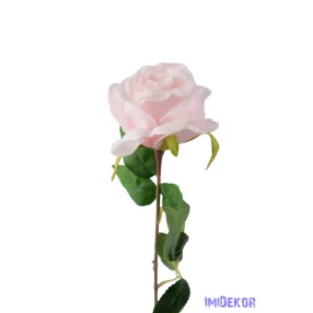 Nyíló rózsa szálas selyemvirág 60 cm - Babarózsaszín