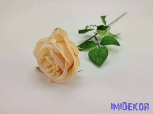 Nyíló rózsa szálas selyemvirág 60 cm - Halvány Barack
