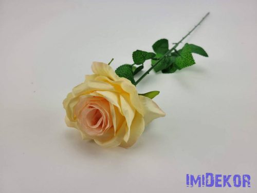 Nyíló rózsa szálas selyemvirág 60 cm - Vajas Barack