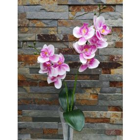   Orchidea gumis Phalaenopsis 2 ágú 2 leveles művirág 45 cm - Világos Lilás Fehér
