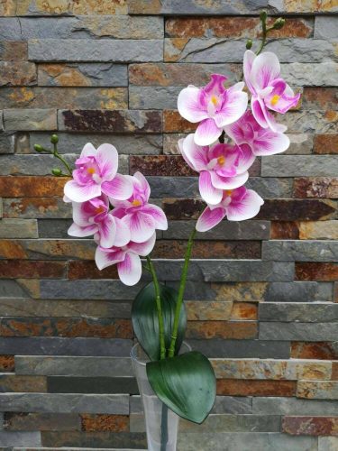 Orchidea gumis Phalaenopsis 2 ágú 2 leveles művirág 45 cm - Világos Lilás Fehér