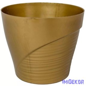 Műanyag kaspó féloldalt bordás D15 M13,5 cm - Arany
