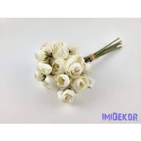   Boglárka 36 vegyes fejes kötegelt selyemvirág csokor 30 cm - Krém