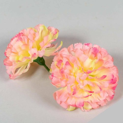 Szegfű selyemvirág fej 8 cm - Krém-Rózsaszín