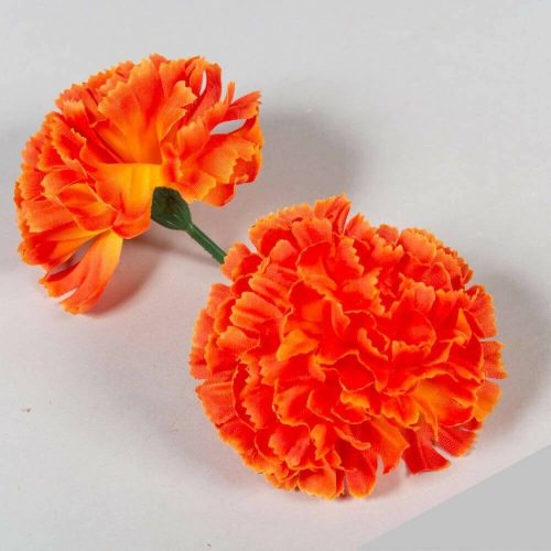 Szegfű selyemvirág fej 8 cm - Sötét Narancs