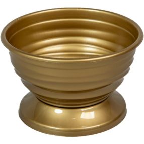 Műanyag mintás kerek talpas tál arany D16cm M10cm