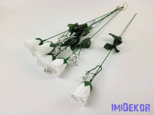 Bimbós rózsa szálas bársony 51 cm - Fehér