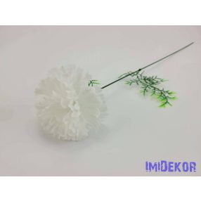 Szegfű aszparágusszal szálas selyemvirág 51 cm - Fehér