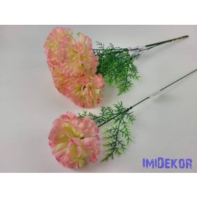   Szegfű + aszparágusz szálas selyemvirág 51 cm - Krém-Rózsaszín