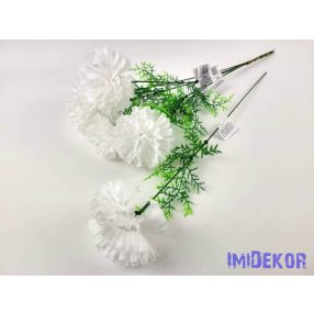 Szegfű + aszparágusz szálas selyemvirág 51 cm - Fehér