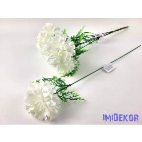   Szegfű + aszparágusz szálas selyemvirág 51 cm - Törtfehér