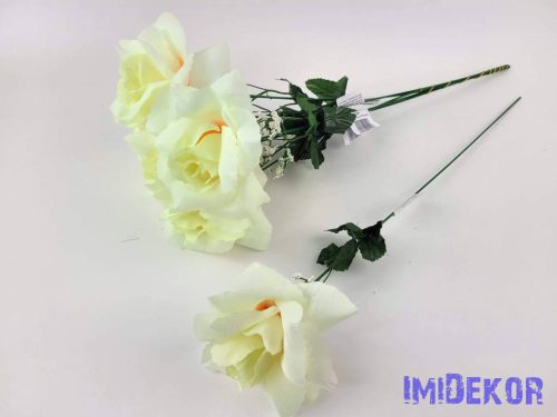 Nagyfejű szálas selyem rózsa 51 cm - Barackos Krém