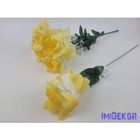 Nagyfejű szálas selyem rózsa 51 cm - Sárga Átmenetes