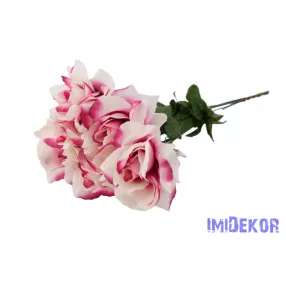 Nagyfejű szálas selyem rózsa 51 cm - Pink Foltos