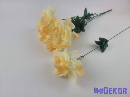 Nagyfejű szálas selyem rózsa 51 cm - Barackos Krém Foltos