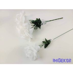 Nagyfejű szálas selyem rózsa 51 cm - Fehér