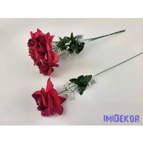 Nagyfejű szálas selyem rózsa 51 cm - Burgundi