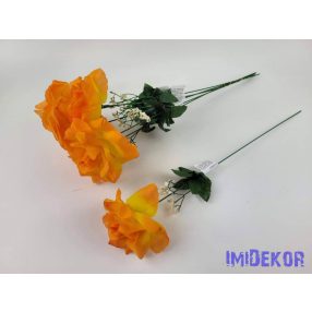 Nagyfejű szálas selyem rózsa 51 cm - Halvány Narancs