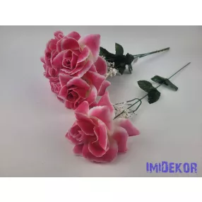 Nagyfejű szálas selyem rózsa 51 cm - Rózsaszín Cirmos