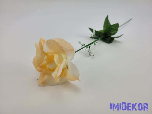 Nyílott rózsa szálas selyemvirág 50 cm - Halvány Barack