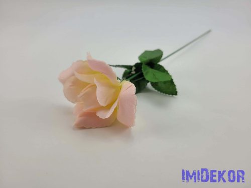 Nyílott rózsa szálas selyemvirág 50 cm - Halvány Rózsaszín