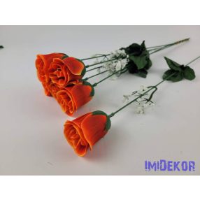 Bimbós rózsa szálas selyemvirág 50 cm - Narancs