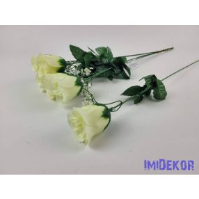 Bimbós rózsa szálas selyemvirág 50 cm - Krém