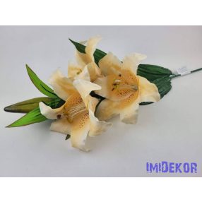 Liliom 3fej+2bimbó selyem ág 82cm - Barack