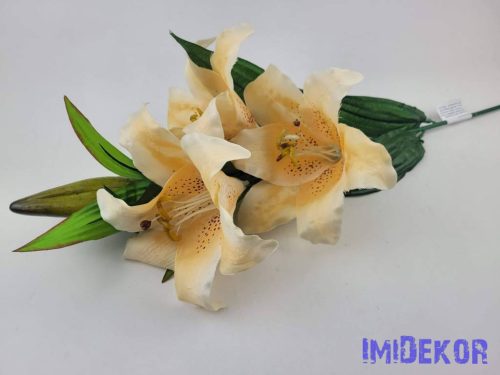 Liliom 3fej+2bimbó selyem ág 82cm - Barack