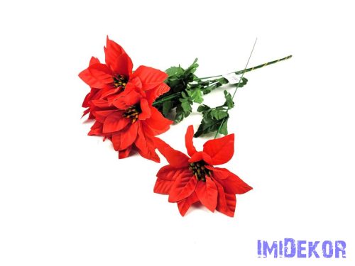 Mikulásvirág szálas selyemvirág 50cm D13cm - Piros