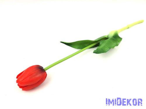 Tulipán gumi élethű szálas 39 cm - Piros
