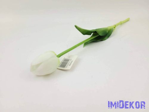 Tulipán gumi élethű szálas 39 cm - Fehér