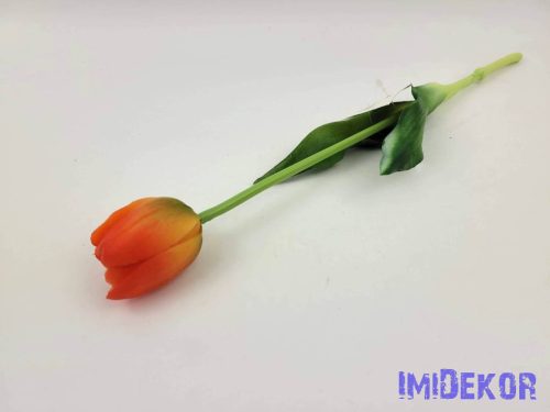 Tulipán gumi élethű szálas 39 cm - Piruló Narancs
