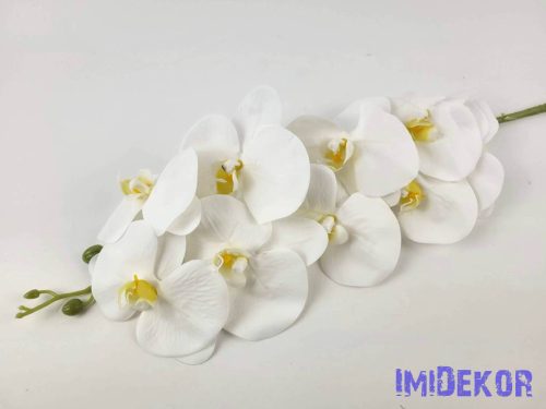 Gumis élethű phalaenopsis orchidea ág 100 cm - Fehér
