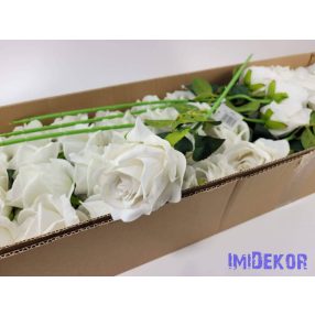 Bársony rózsa szál 51 cm - Fehér