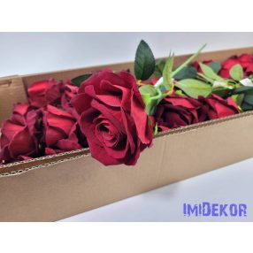 Bársony rózsa szál 51 cm - Piros