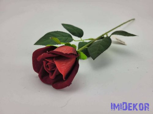 Bársony rózsa élethű szálas selyemvirág 51 cm vörös piros