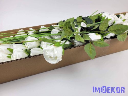 Szálas bársony bimbós rózsa 55 cm - Fehér