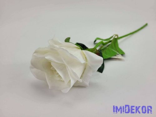 Élethű rózsa szálas selyemvirág 51 cm - Fehér