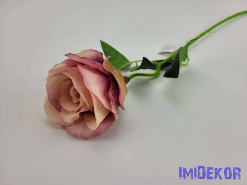Élethű rózsa szálas selyemvirág 51 cm - Krémes Mályva