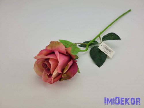 Élethű rózsa szálas selyemvirág 51 cm - Krémes Pink