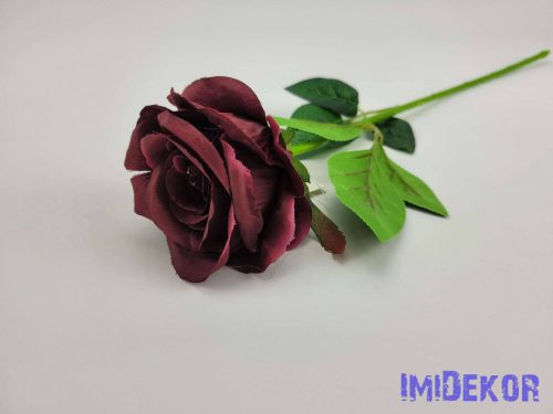 Élethű rózsa szálas selyemvirág 51 cm - Bordó