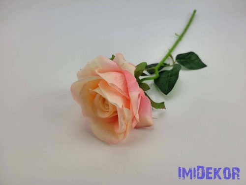 Élethű rózsa szálas selyemvirág 51 cm - Élénk Rózsaszínes Barack